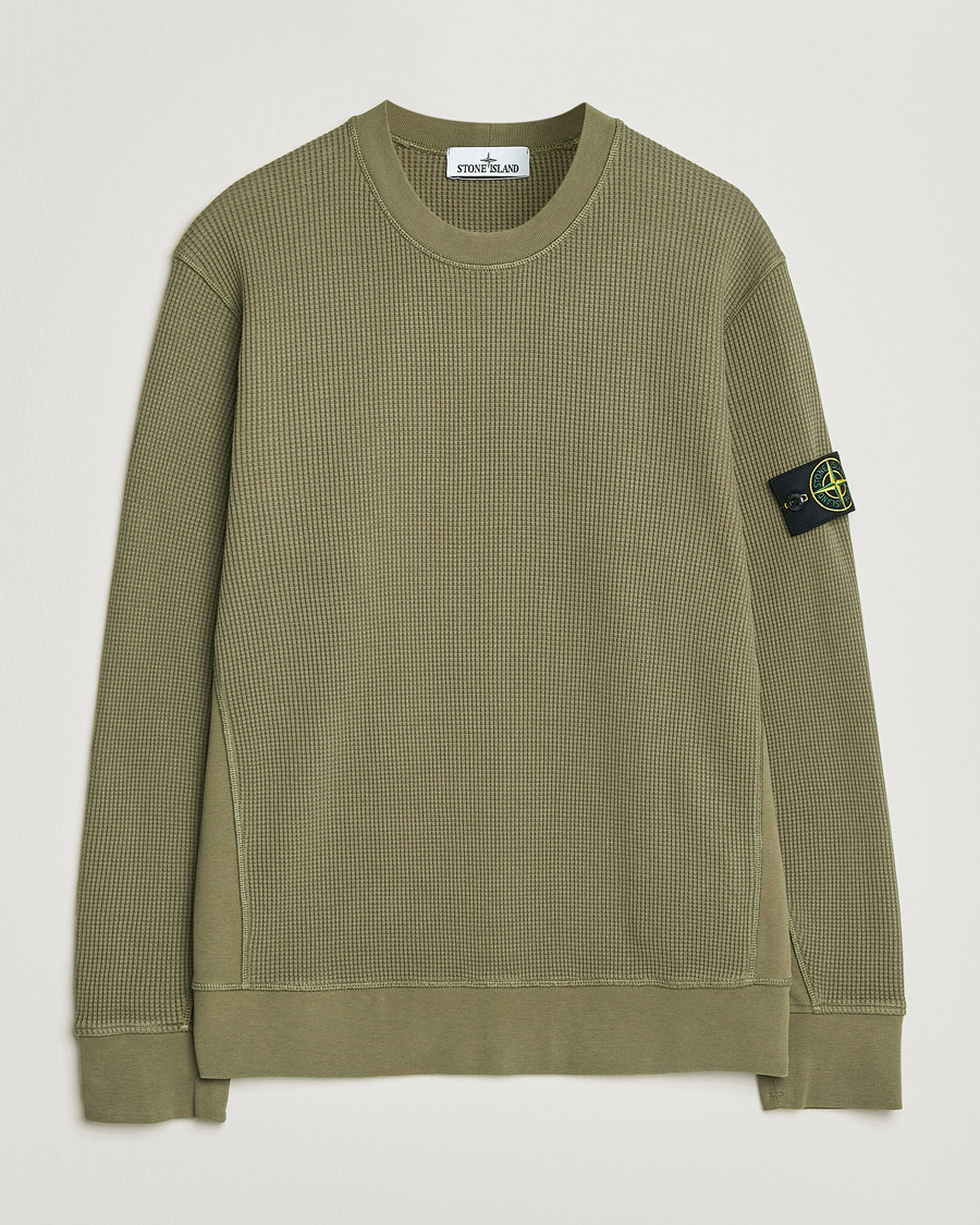 Herre | Trøjer | Stone Island | Organic Cotton Waffle Fleece Sweatshirt Military
