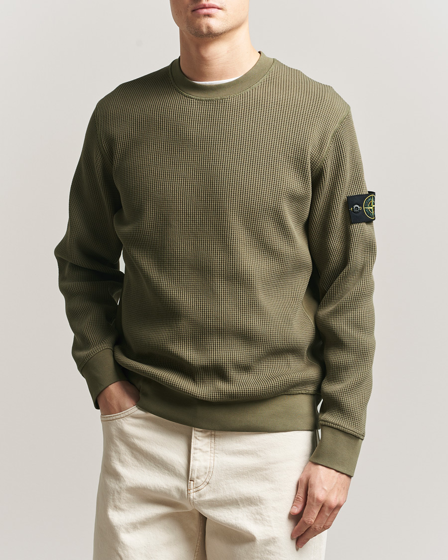 Herre | Trøjer | Stone Island | Organic Cotton Waffle Fleece Sweatshirt Military