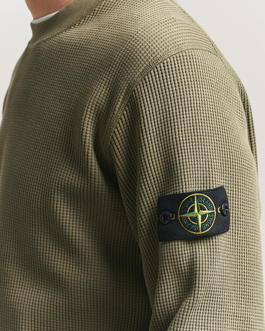 Herre | Trøjer | Stone Island | Organic Cotton Waffle Fleece Sweatshirt Military
