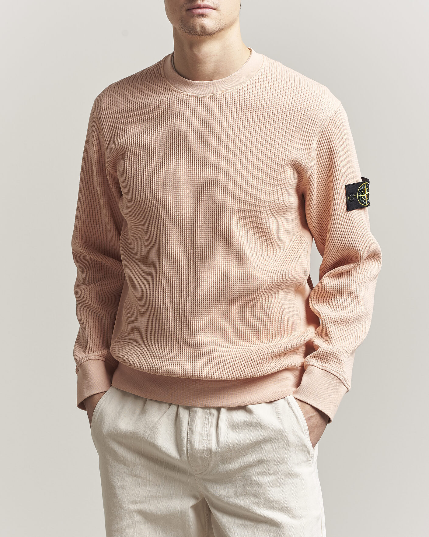Herre | Trøjer | Stone Island | Organic Cotton Waffle Fleece Sweatshirt Plaster Pink