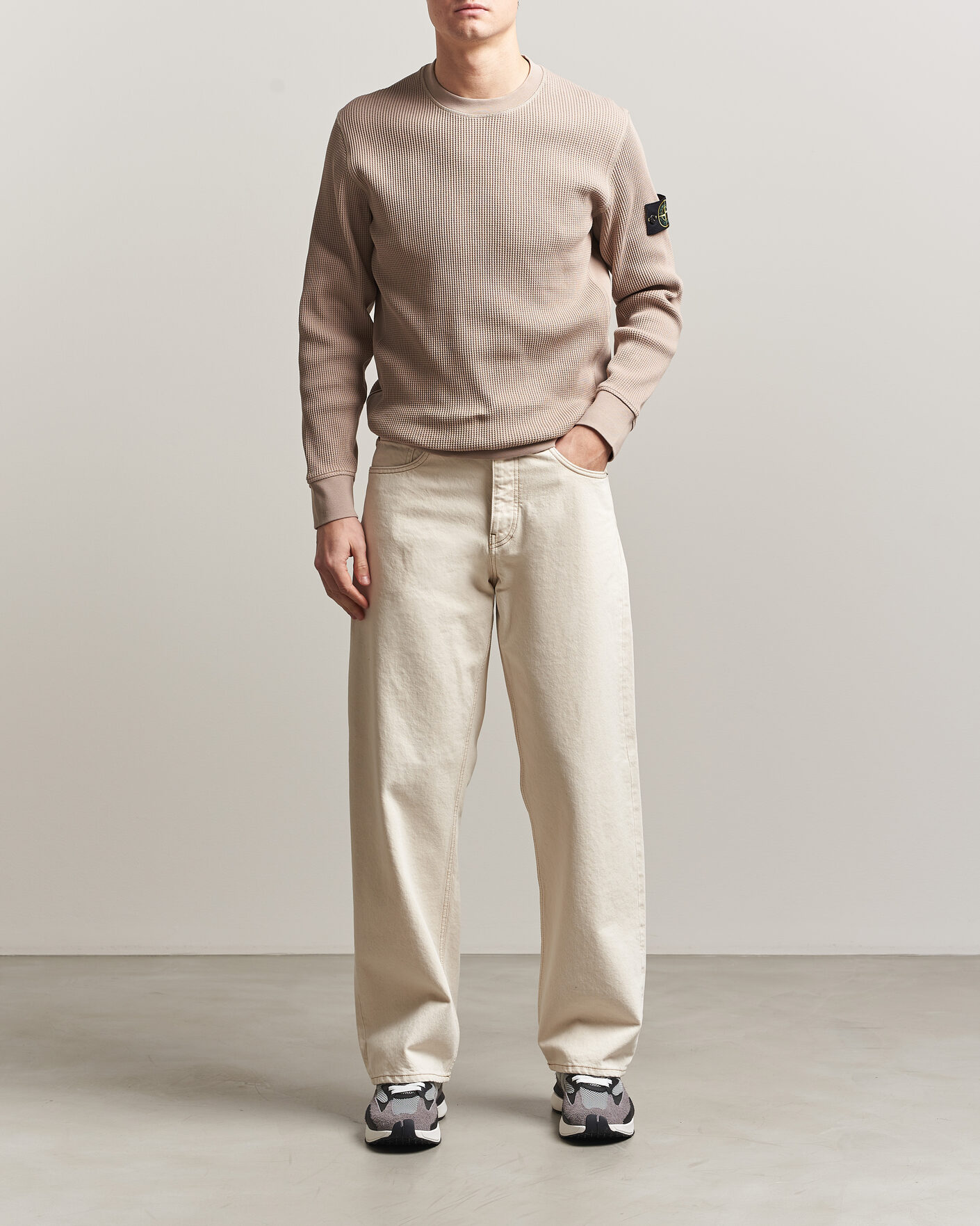 Herre | Trøjer | Stone Island | Organic Cotton Waffle Fleece Sweatshirt Desert