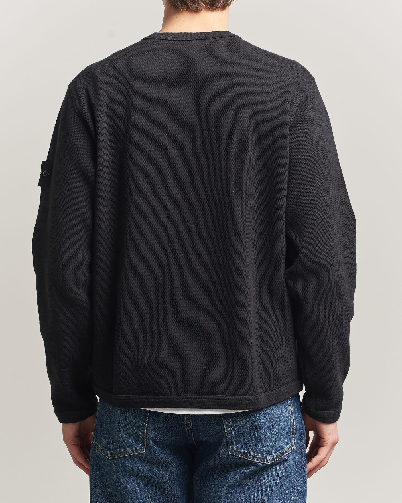 Herre | Trøjer | Stone Island | Mesh Stitch Organic Cotton Fleece Crewneck Black
