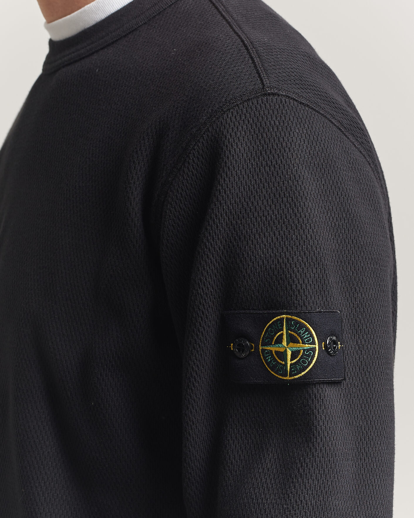 Herre | Trøjer | Stone Island | Mesh Stitch Organic Cotton Fleece Crewneck Black