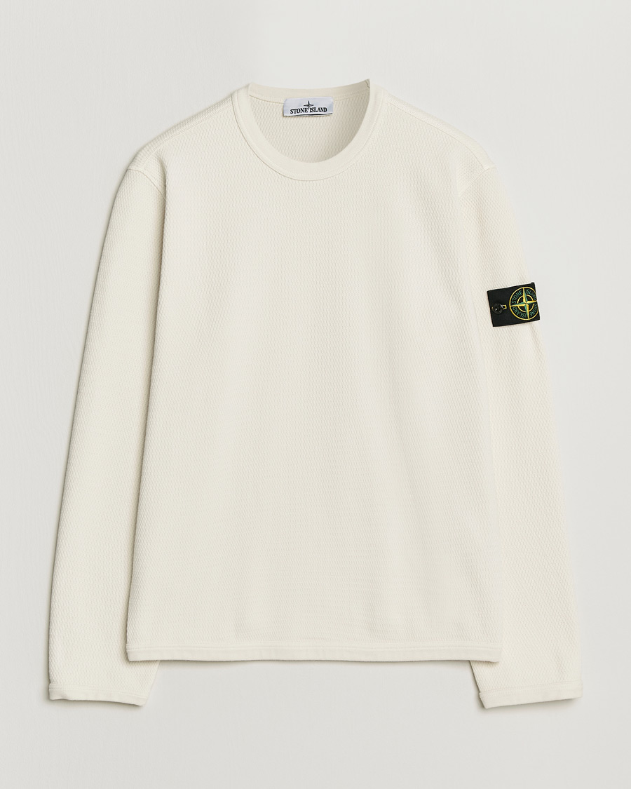 Herre | Trøjer | Stone Island | Mesh Stitch Organic Cotton Fleece Crewneck Ivory
