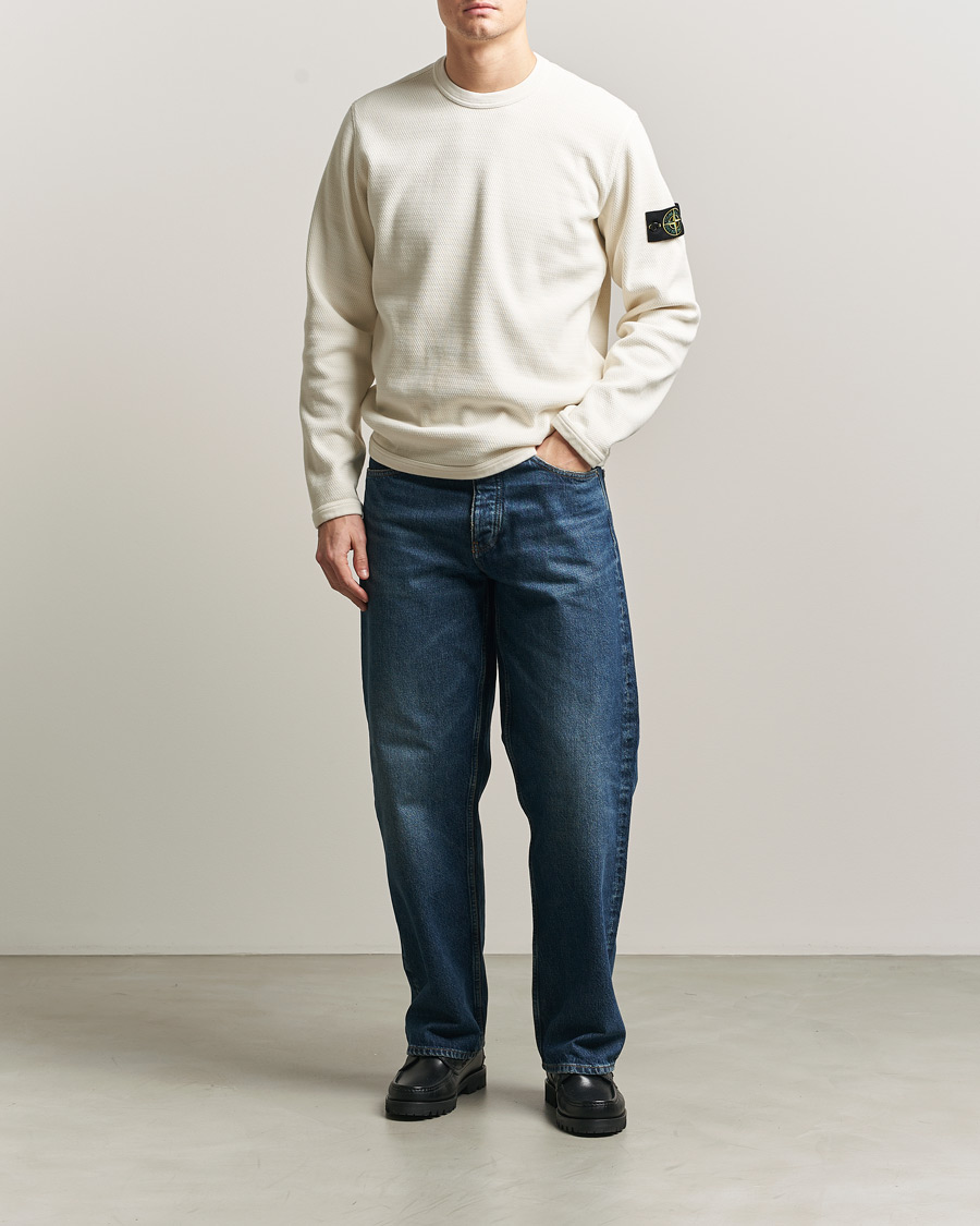 Herre | Trøjer | Stone Island | Mesh Stitch Organic Cotton Fleece Crewneck Ivory