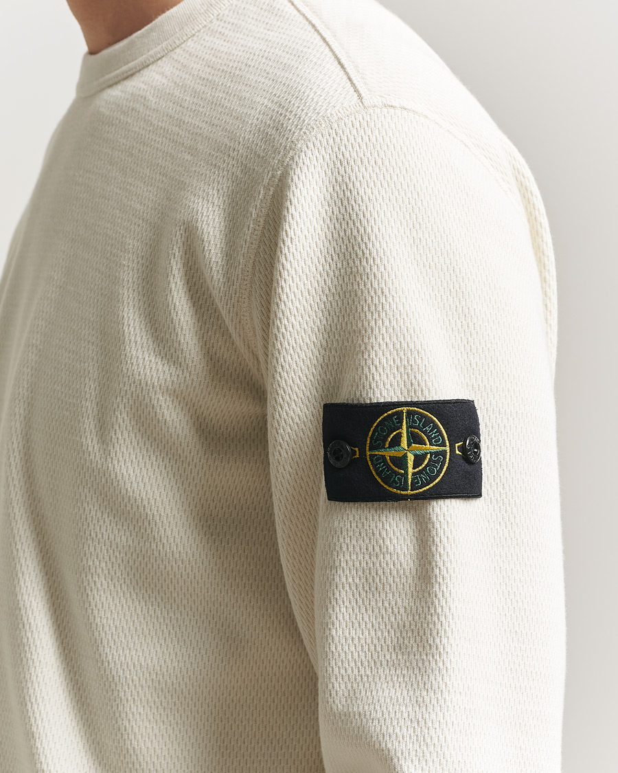 Herre | Trøjer | Stone Island | Mesh Stitch Organic Cotton Fleece Crewneck Ivory