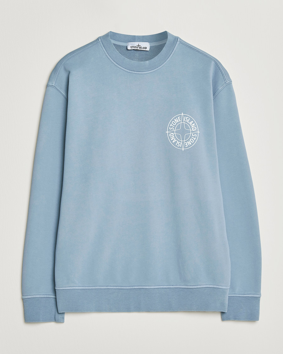 Herre | Trøjer | Stone Island | Cotton Fleece Printed Logo Sweatshirt Dark Blue