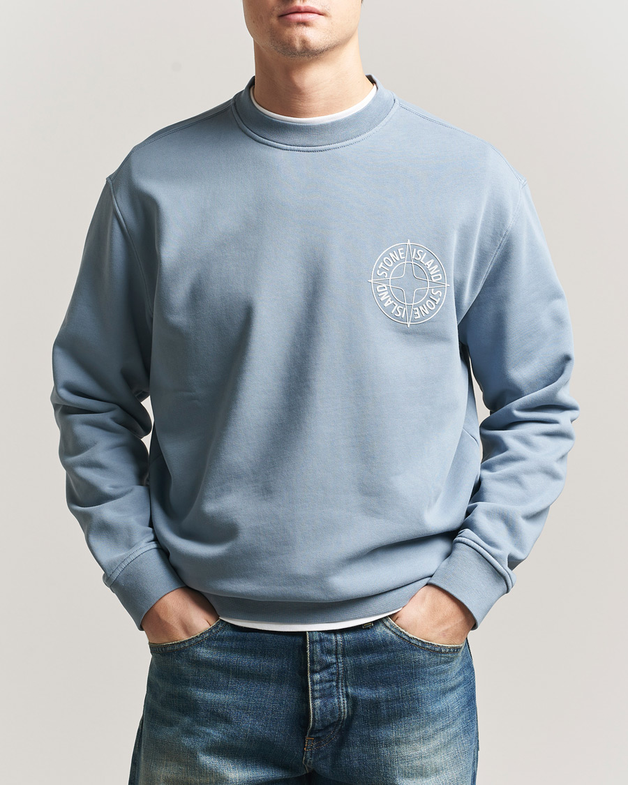 Herre | Trøjer | Stone Island | Cotton Fleece Printed Logo Sweatshirt Dark Blue