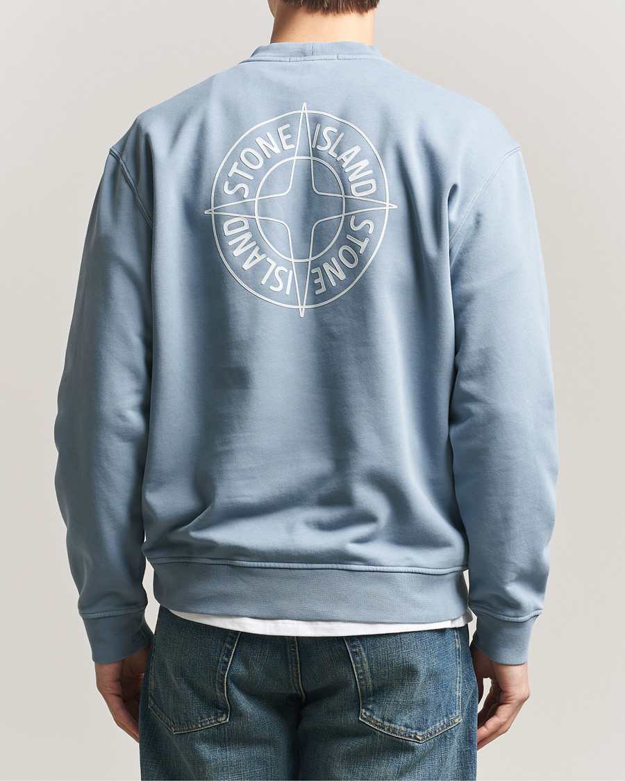 Herre | Trøjer | Stone Island | Cotton Fleece Printed Logo Sweatshirt Dark Blue