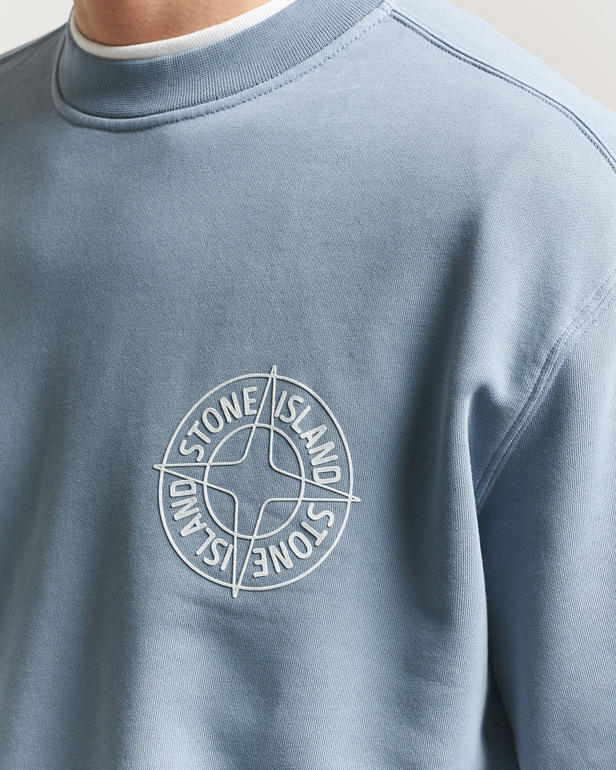 Herre | Trøjer | Stone Island | Cotton Fleece Printed Logo Sweatshirt Dark Blue