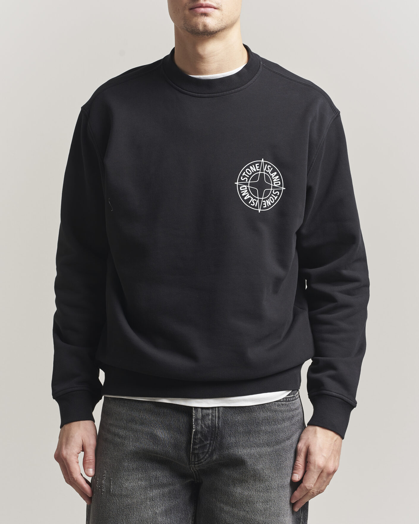 Herre | Trøjer | Stone Island | Cotton Fleece Printed Logo Sweatshirt Black