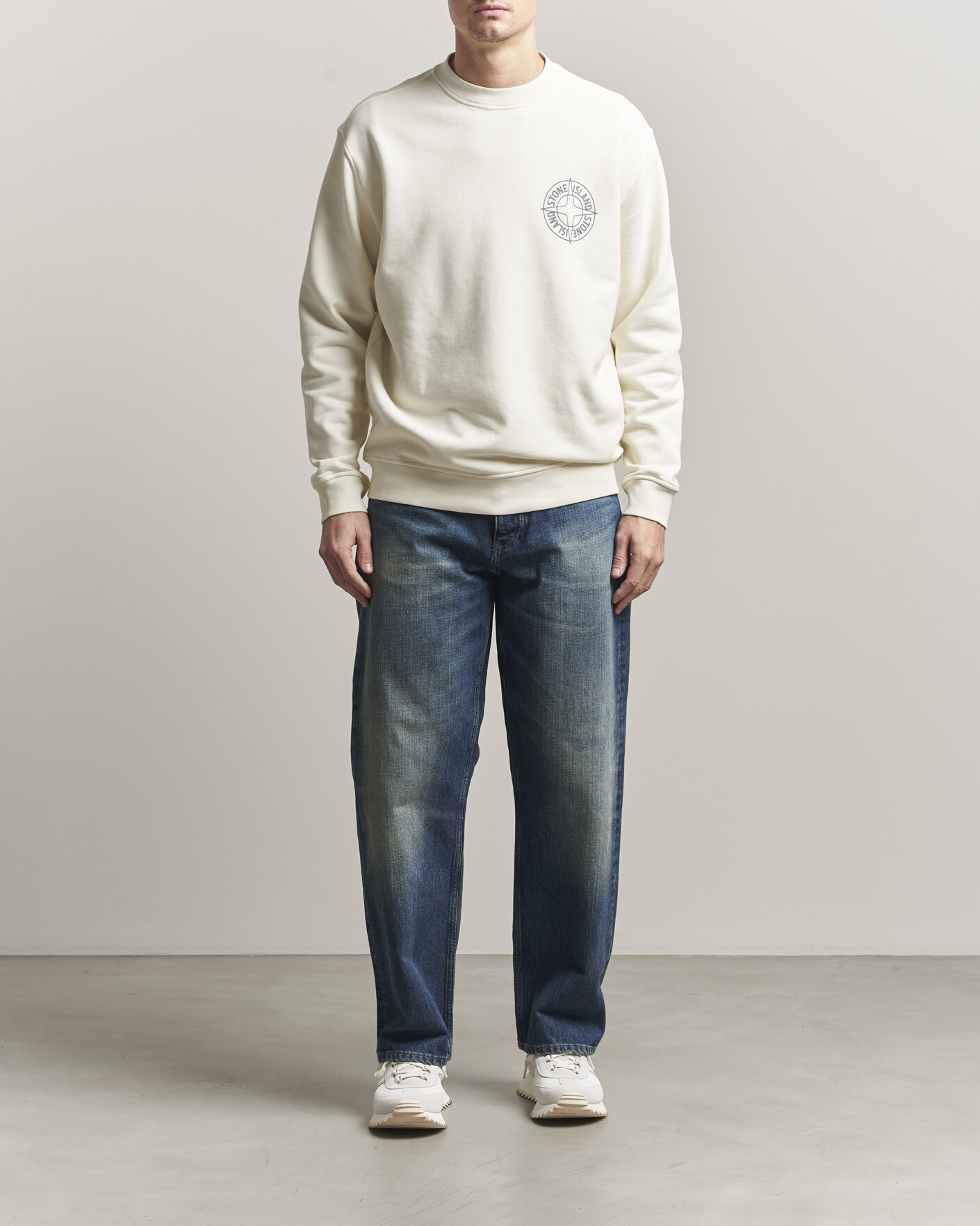 Herre | Trøjer | Stone Island | Cotton Fleece Printed Logo Sweatshirt Ivory