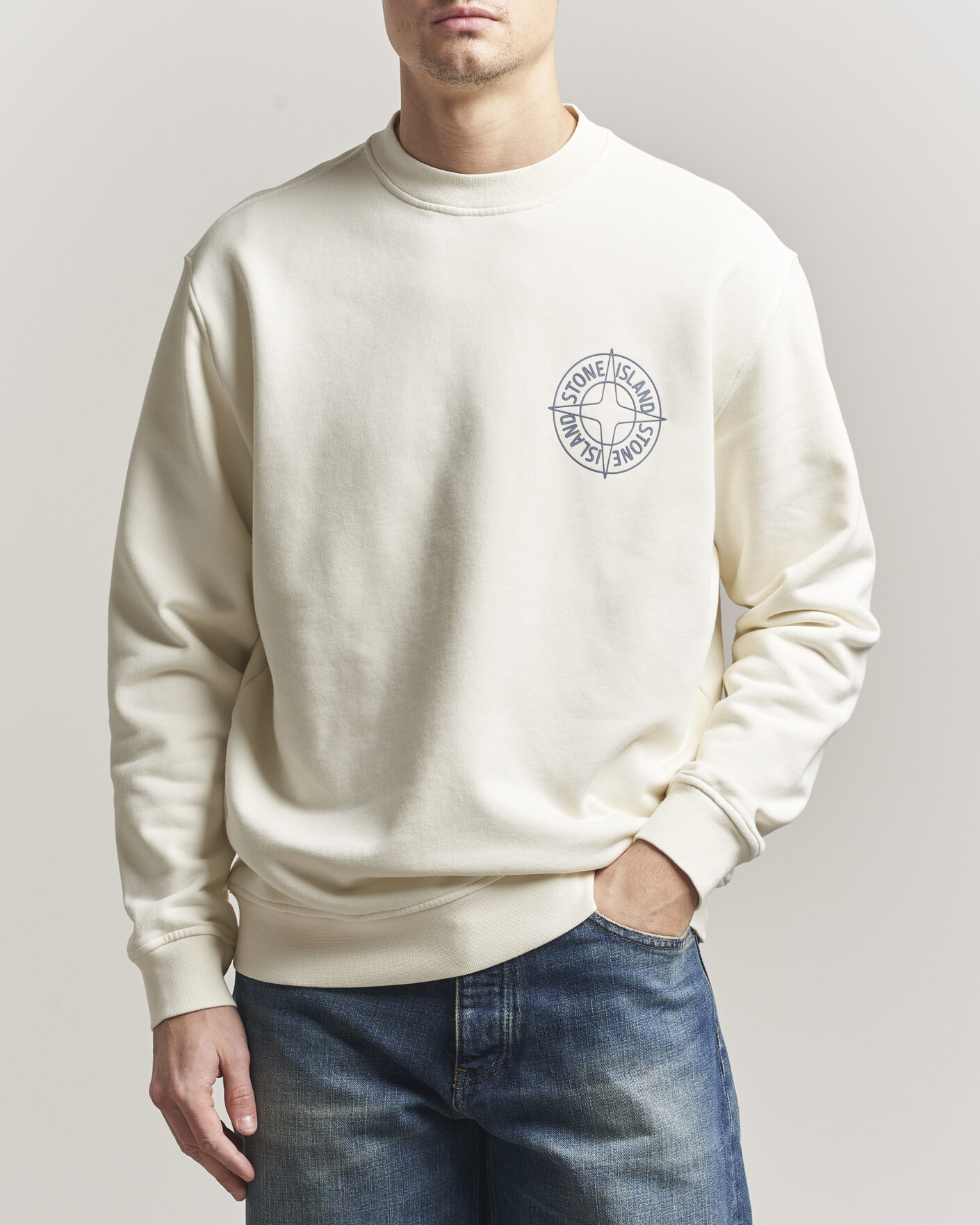 Herre | Trøjer | Stone Island | Cotton Fleece Printed Logo Sweatshirt Ivory