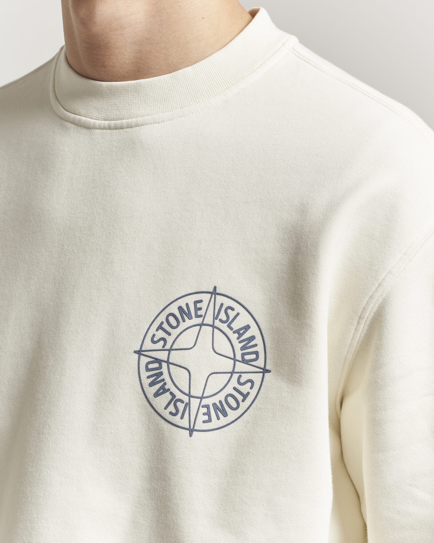 Herre | Trøjer | Stone Island | Cotton Fleece Printed Logo Sweatshirt Ivory