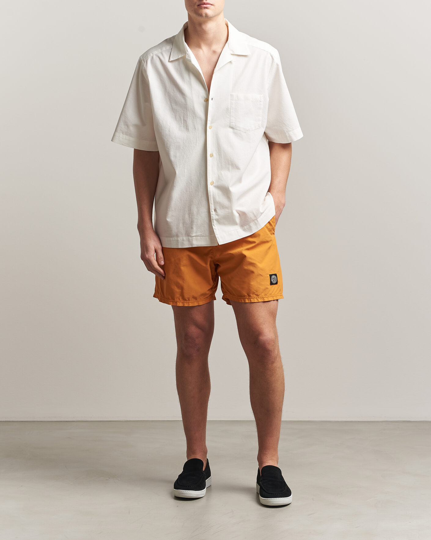 Herre | Badebukser | Stone Island | Brushed Nylon Swimshorts Tangerine