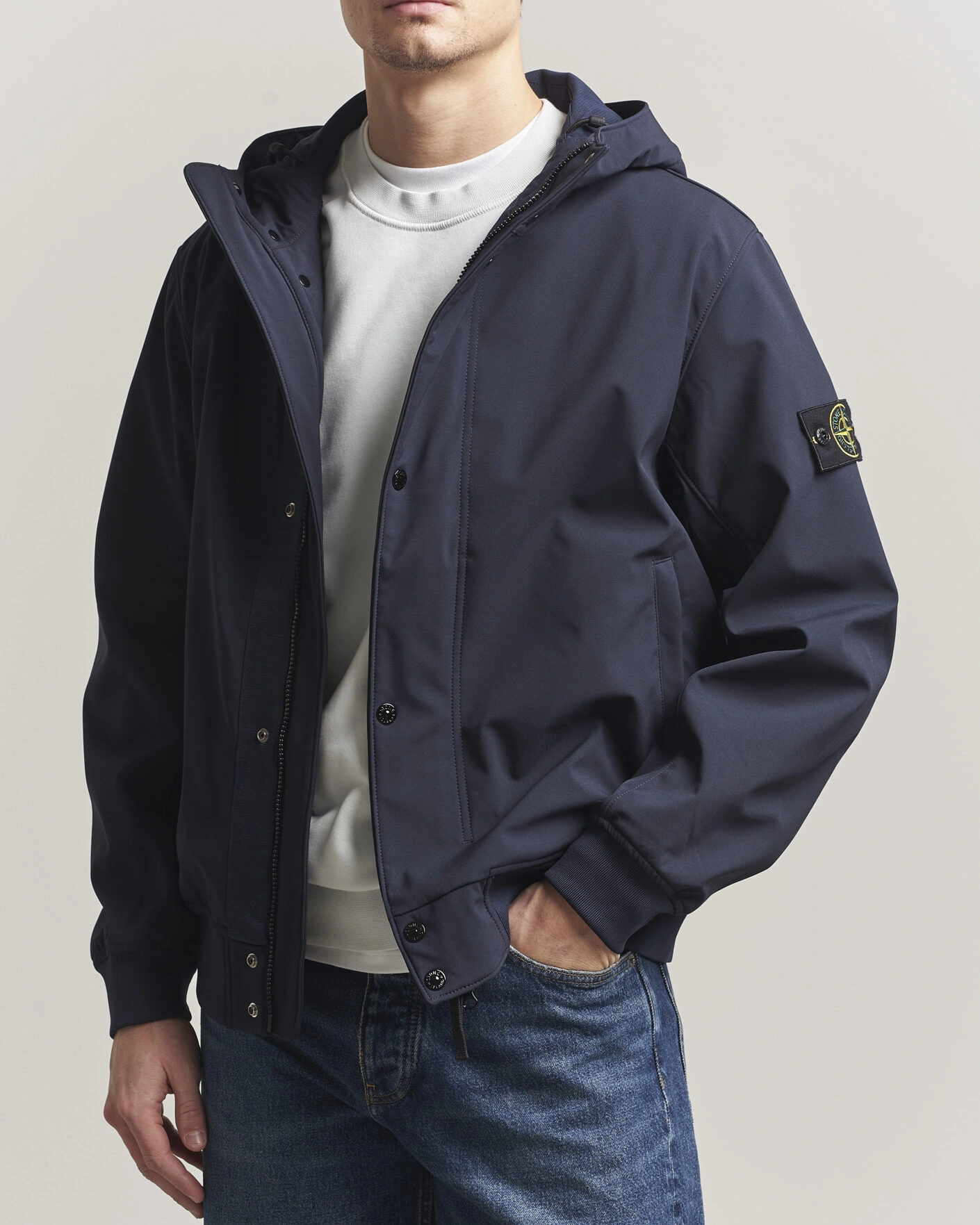 Herre | Jakker | Stone Island | Soft Shell Hooded Jacket Navy