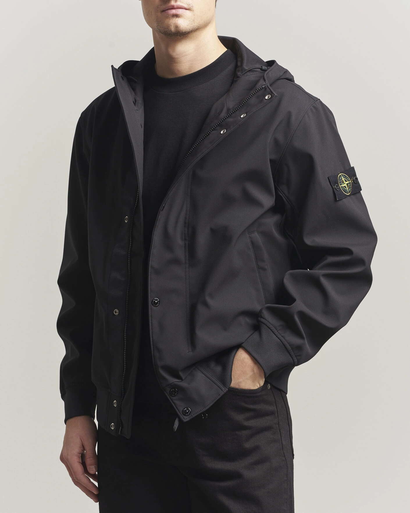 Herre | Jakker | Stone Island | Soft Shell Hooded Jacket Black