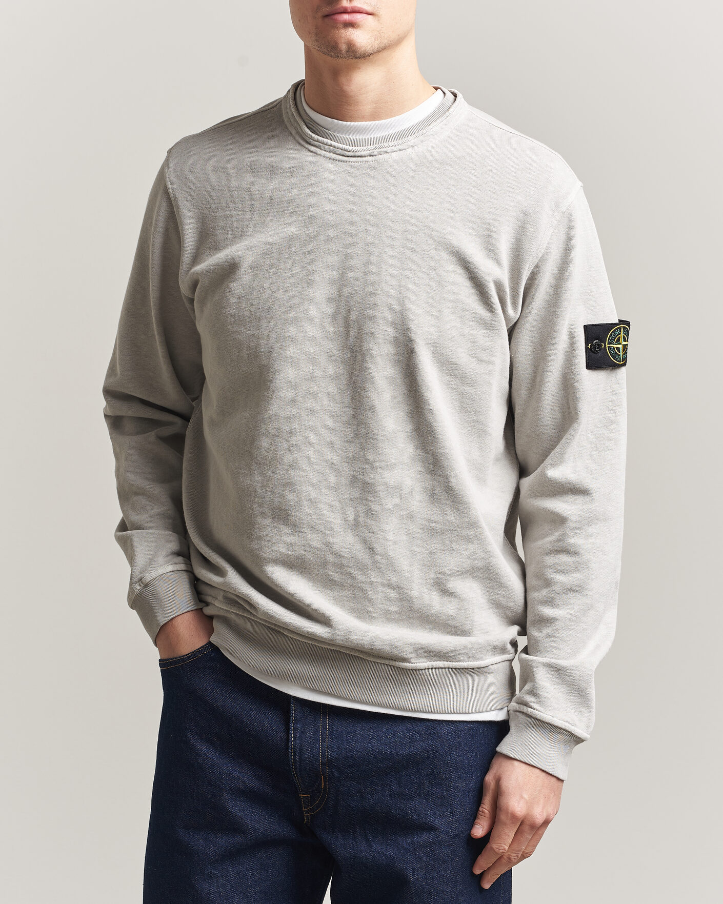 Herre | Trøjer | Stone Island | Old Dyed Cotton Sweatshirt Pearl Grey