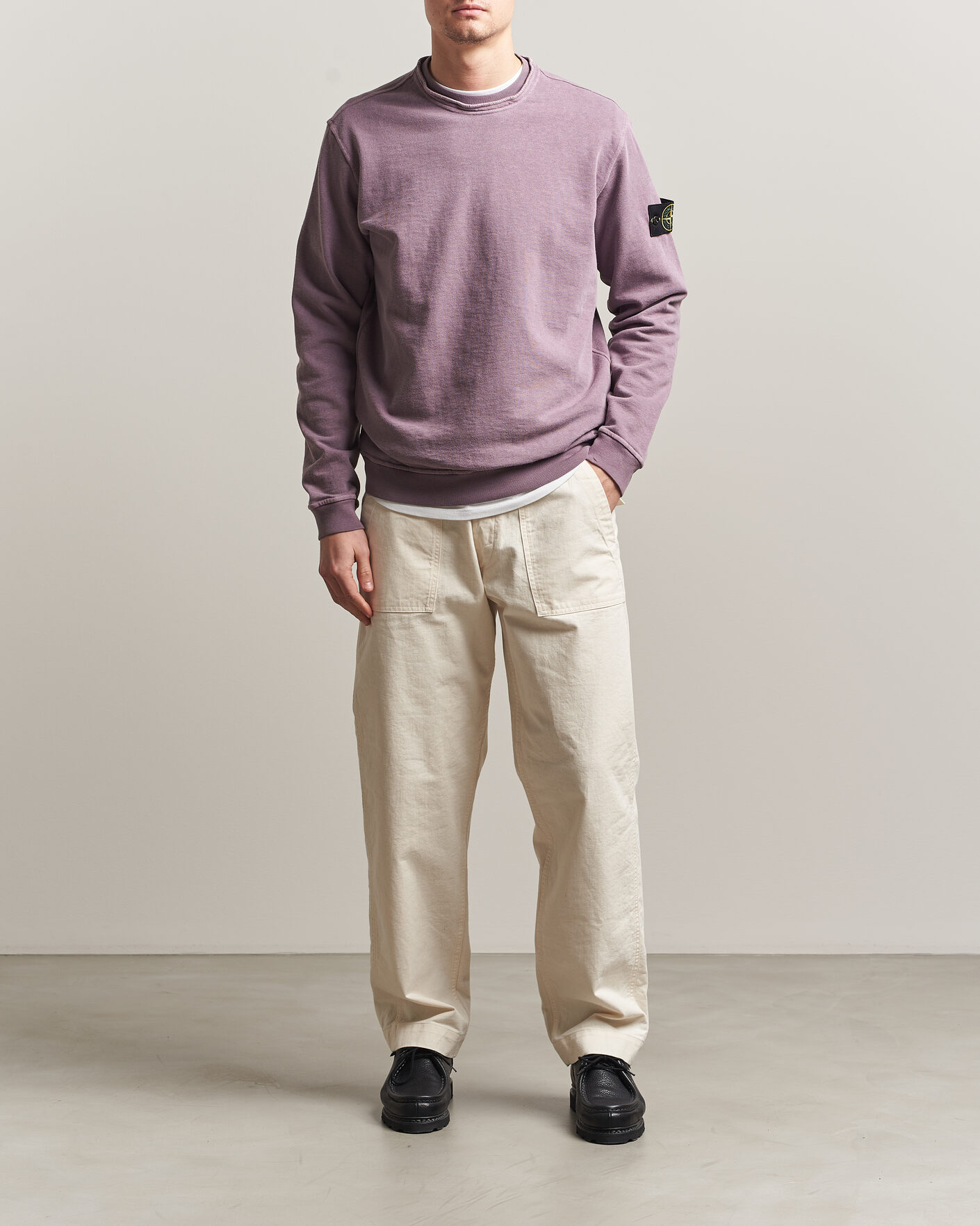 Herre | Trøjer | Stone Island | Old Dyed Cotton Sweatshirt Purple Grey