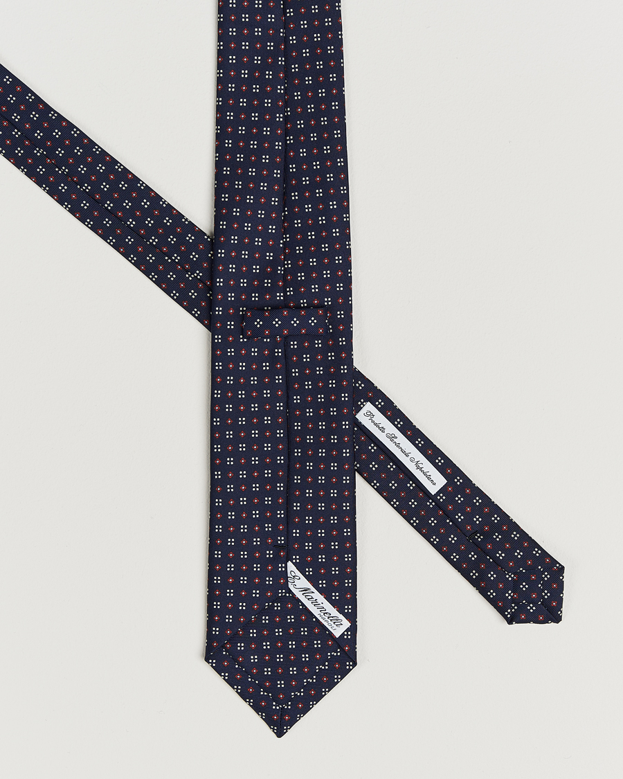 Herre | Slips | E. Marinella | 3-Fold Printed Silk Tie Navy