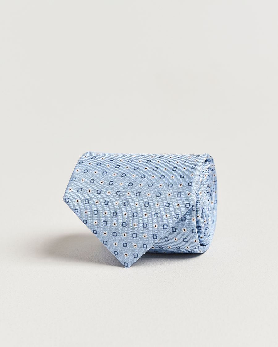 Herre | Slips | E. Marinella | 3-Fold Printed Silk Tie Light Blue
