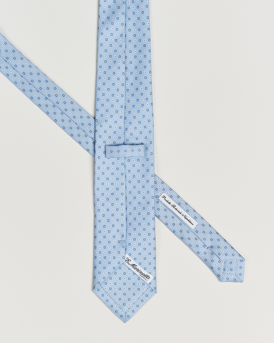 Herre | Slips | E. Marinella | 3-Fold Printed Silk Tie Light Blue