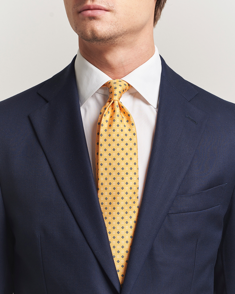 Herre | Slips | E. Marinella | 3-Fold Printed Silk Tie Yellow
