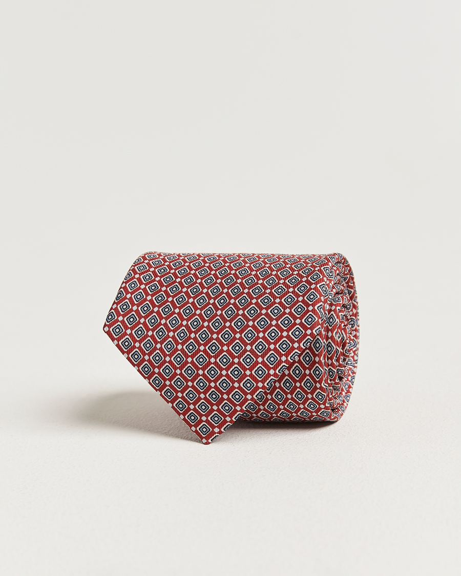 Herre | Slips | E. Marinella | 3-Fold Printed Silk Tie Red