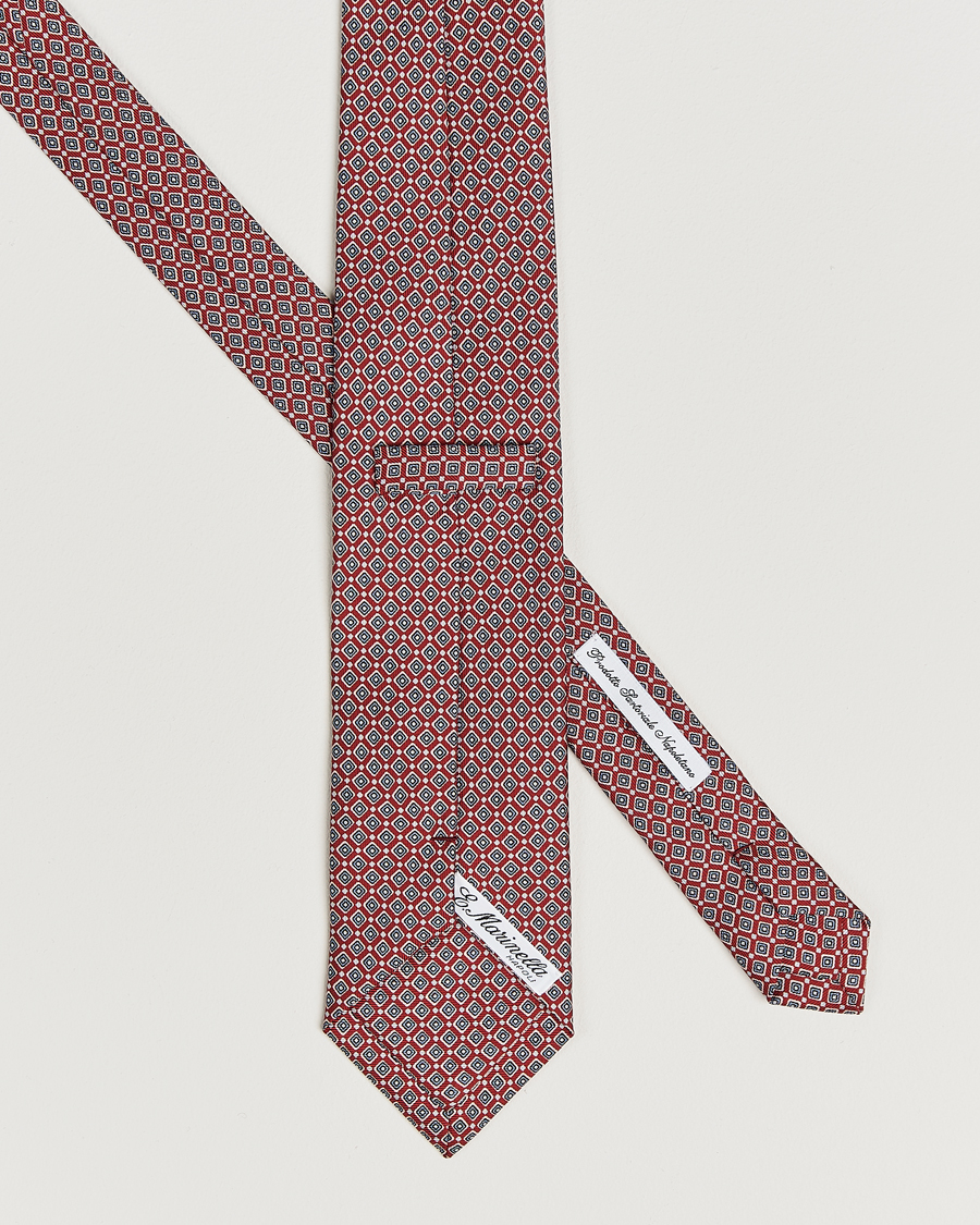 Herre | Slips | E. Marinella | 3-Fold Printed Silk Tie Red
