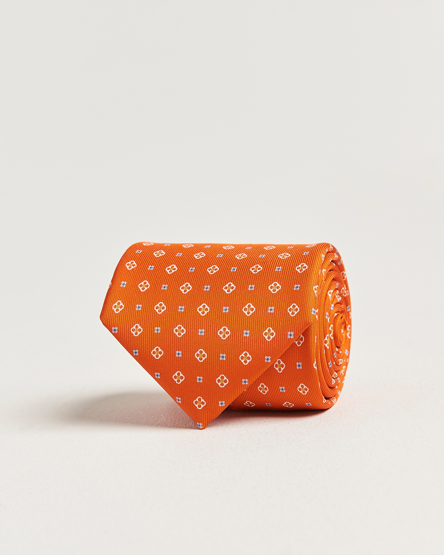 Herre | Slips | E. Marinella | 3-Fold Printed Silk Tie Orange