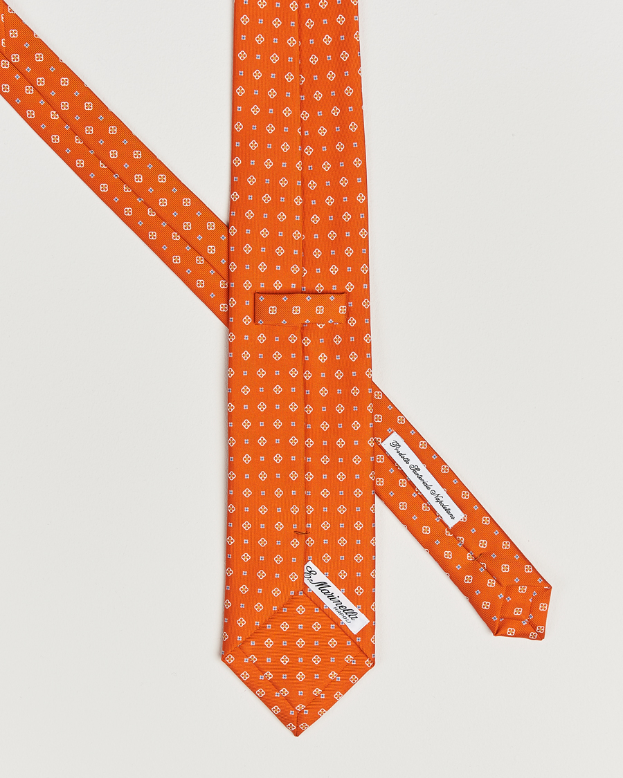 Herre | Slips | E. Marinella | 3-Fold Printed Silk Tie Orange