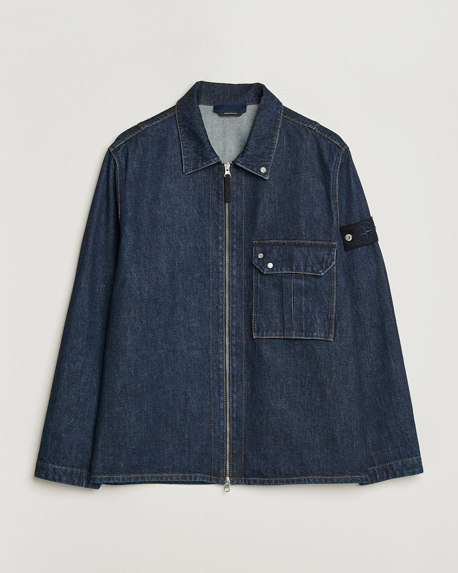 Herre | Jakker | Stone Island | Denim Zip Shirt Jacket Blue Rinse