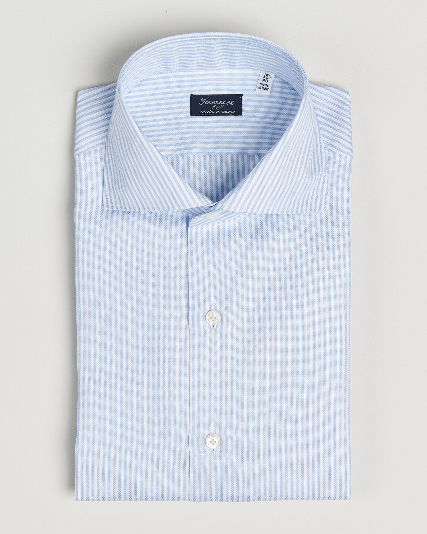 Herre | Skjorter | Finamore Napoli | Milano Slim Royal Oxford Dress Shirt Light Blue Stripe