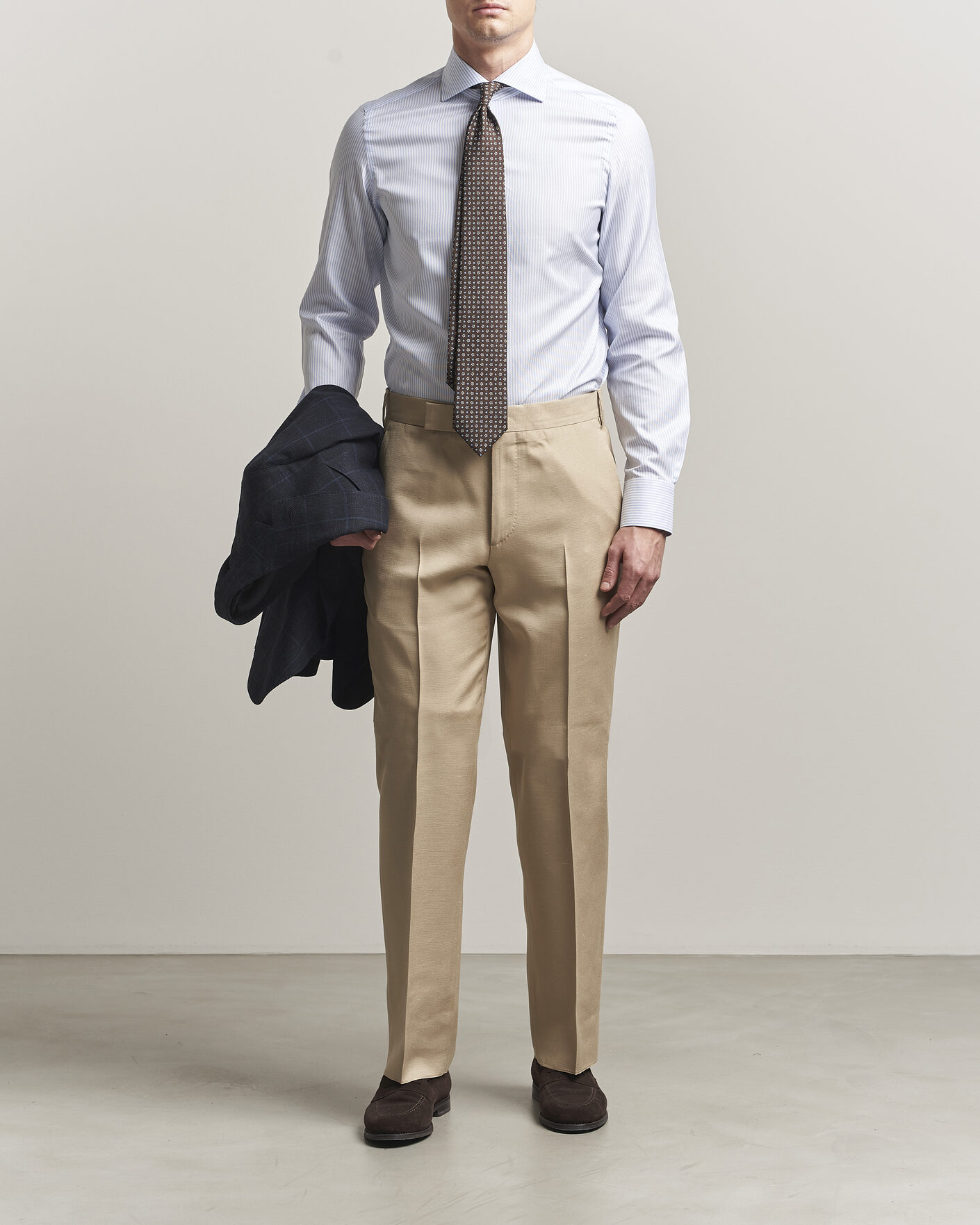 Herre | Skjorter | Finamore Napoli | Milano Slim Royal Oxford Dress Shirt Light Blue Stripe