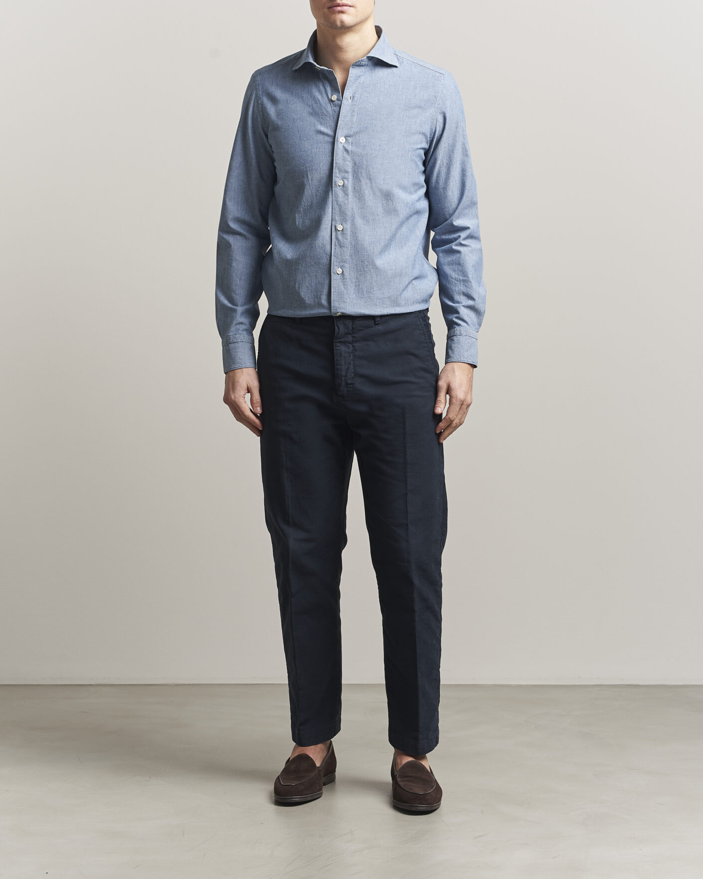 Herre | Skjorter | Finamore Napoli | Gaeta Chambray Shirt Light Blue