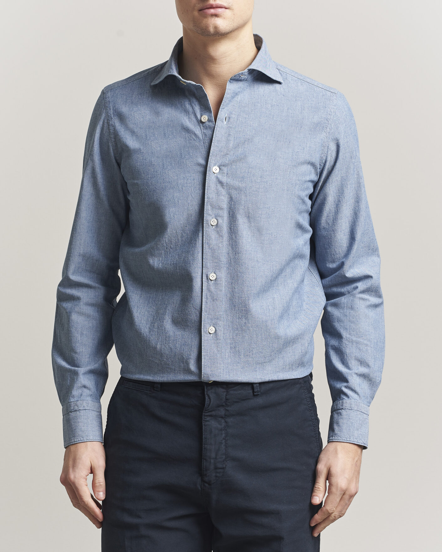 Herre | Skjorter | Finamore Napoli | Gaeta Chambray Shirt Light Blue
