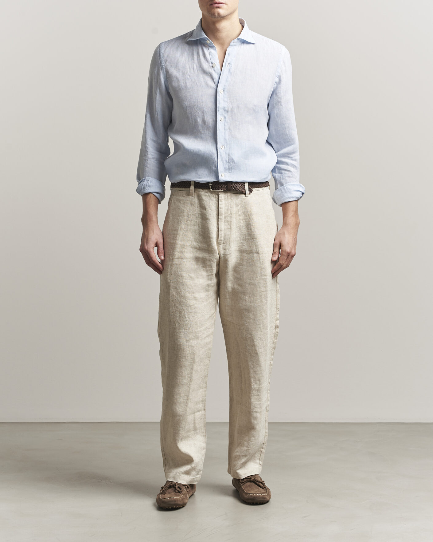Herre | Skjorter | Finamore Napoli | Gaeta Linen Shirt Light Blue