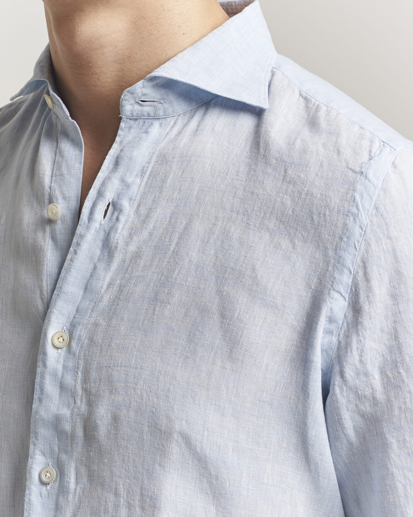 Herre | Skjorter | Finamore Napoli | Gaeta Linen Shirt Light Blue