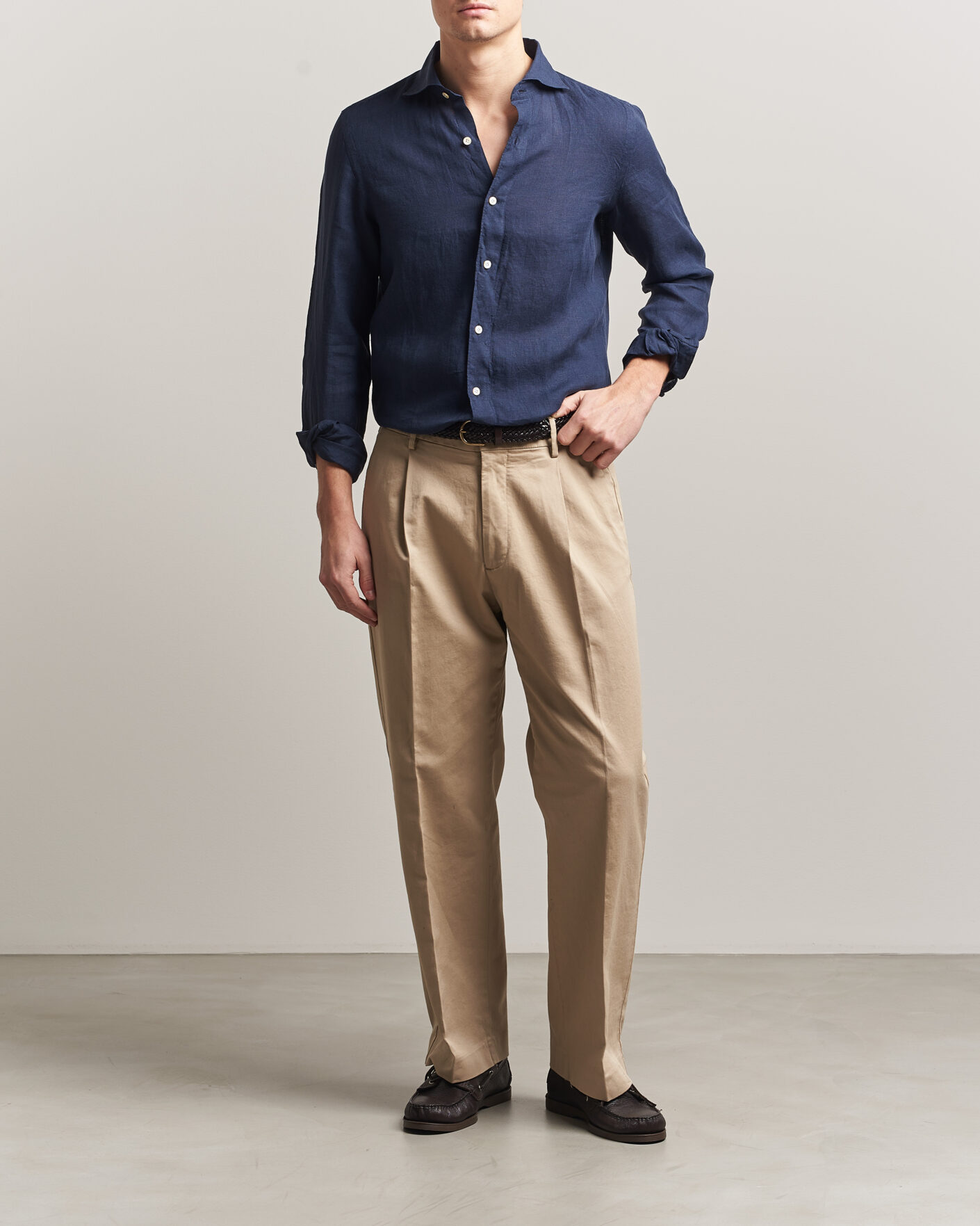 Herre | Skjorter | Finamore Napoli | Gaeta Linen Shirt Navy