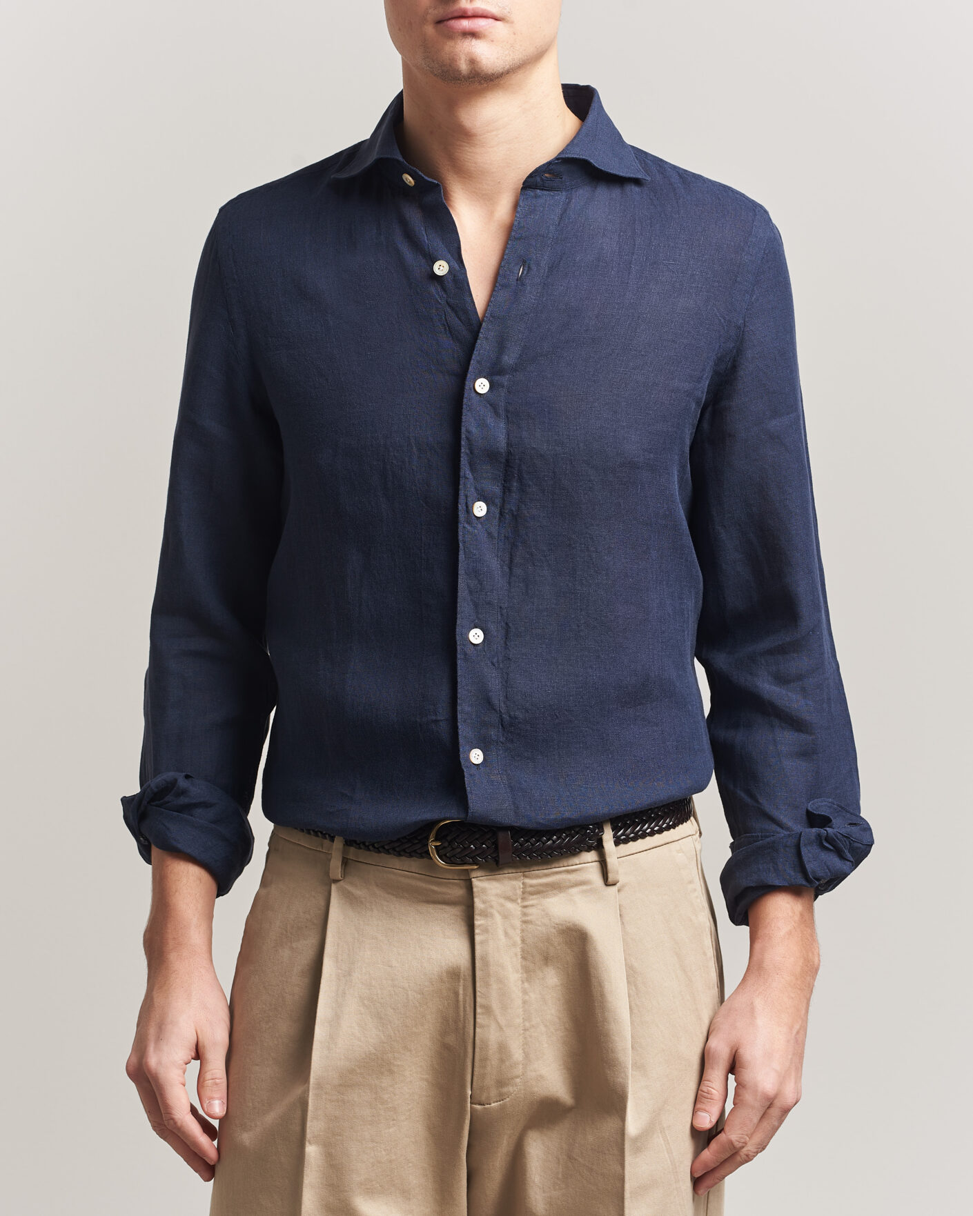 Herre | Skjorter | Finamore Napoli | Gaeta Linen Shirt Navy