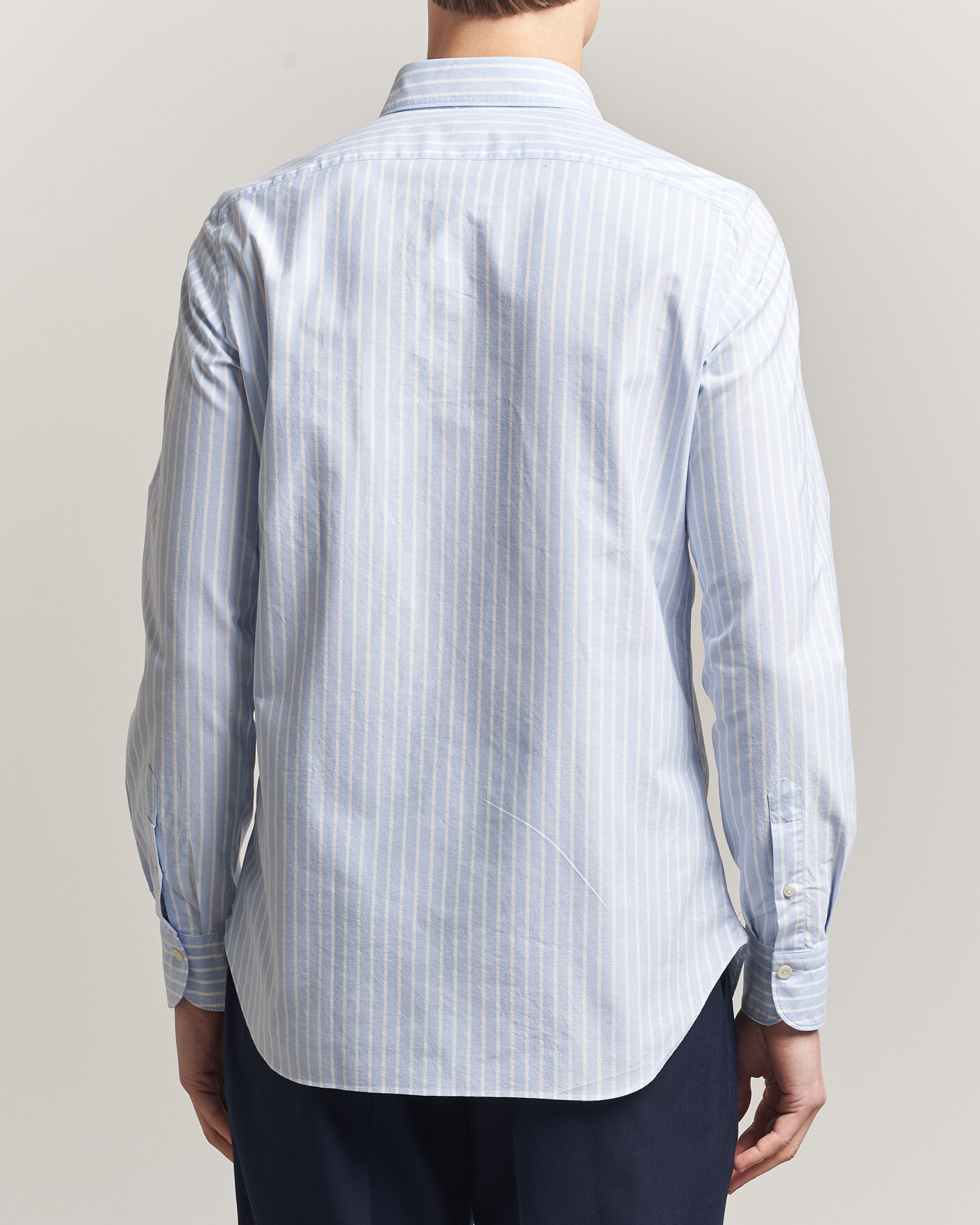 Herre | Skjorter | Finamore Napoli | Gaeta Pinpoint Oxford Shirt Light Blue Stripe