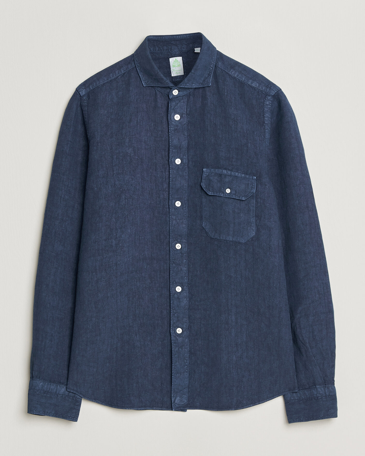 Herre | Skjorter | Finamore Napoli | Salina Garment Dyed Linen Overshirt Navy