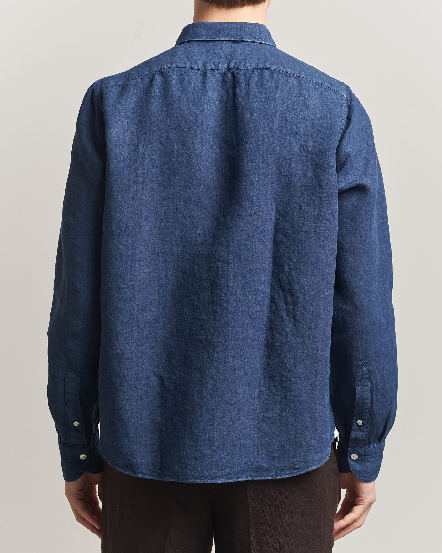 Herre | Skjorter | Finamore Napoli | Salina Garment Dyed Linen Overshirt Navy