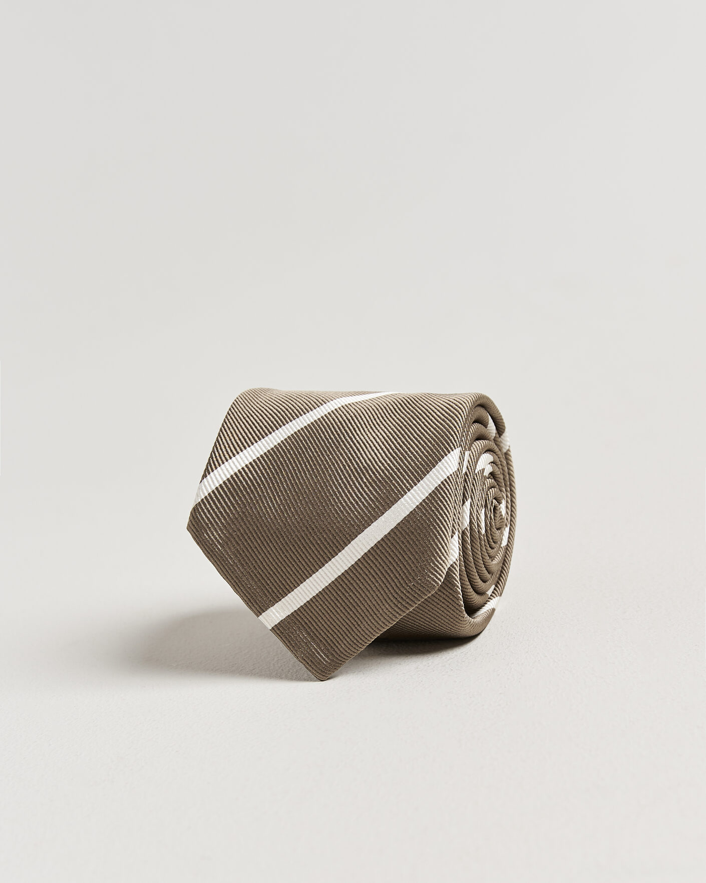 Herre | Slips | Finamore Napoli | Regimental Stripe Silk Tie Olive/White