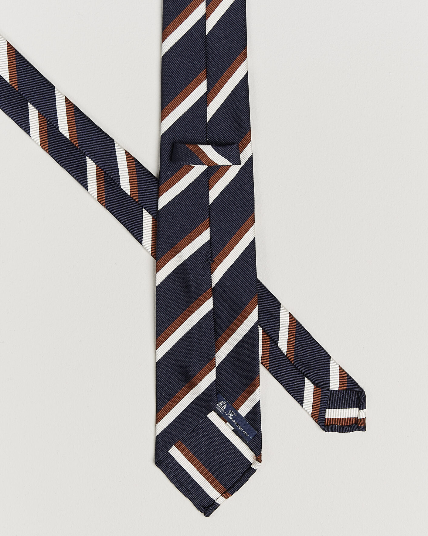 Herre | Slips | Finamore Napoli | Regimental Stripe Silk Tie Navy/Brown