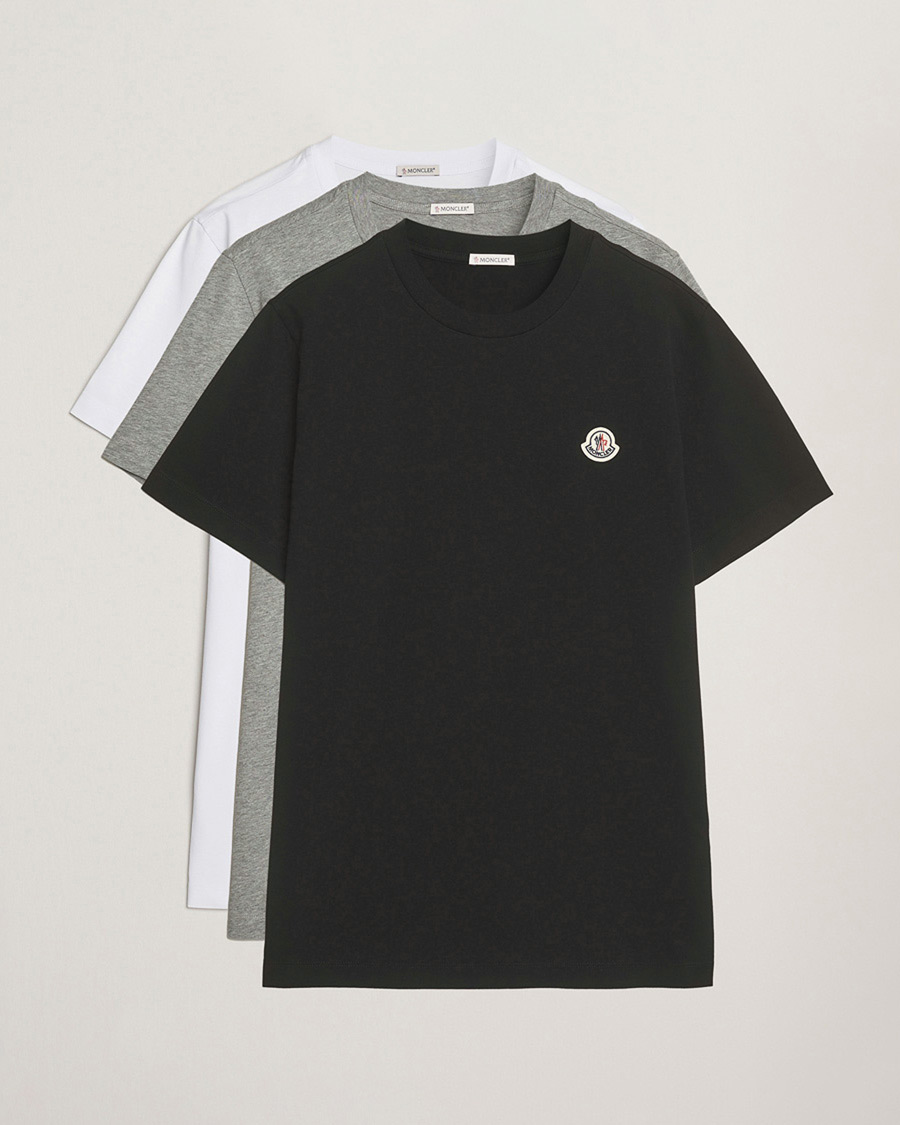 Herre | T-Shirts | Moncler | 3-Pack Logo T-Shirts Black/White/Grey