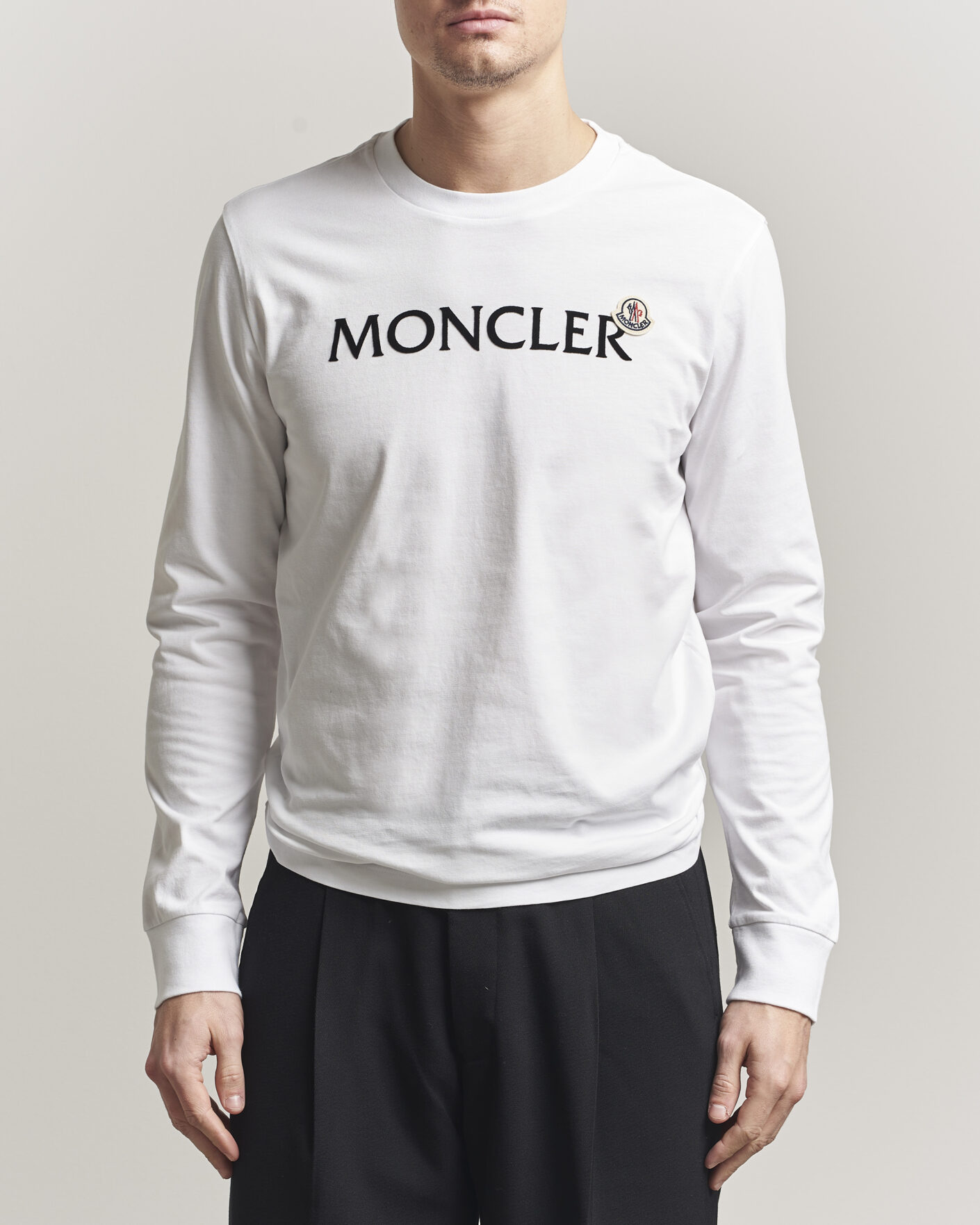 Herre | T-Shirts | Moncler | Lettering Logo Long Sleeve T-Shirt White