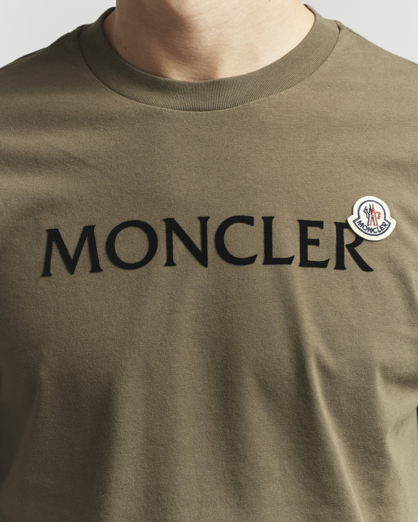 Herre | T-Shirts | Moncler | Lettering Logo Long Sleeve T-Shirt Desert