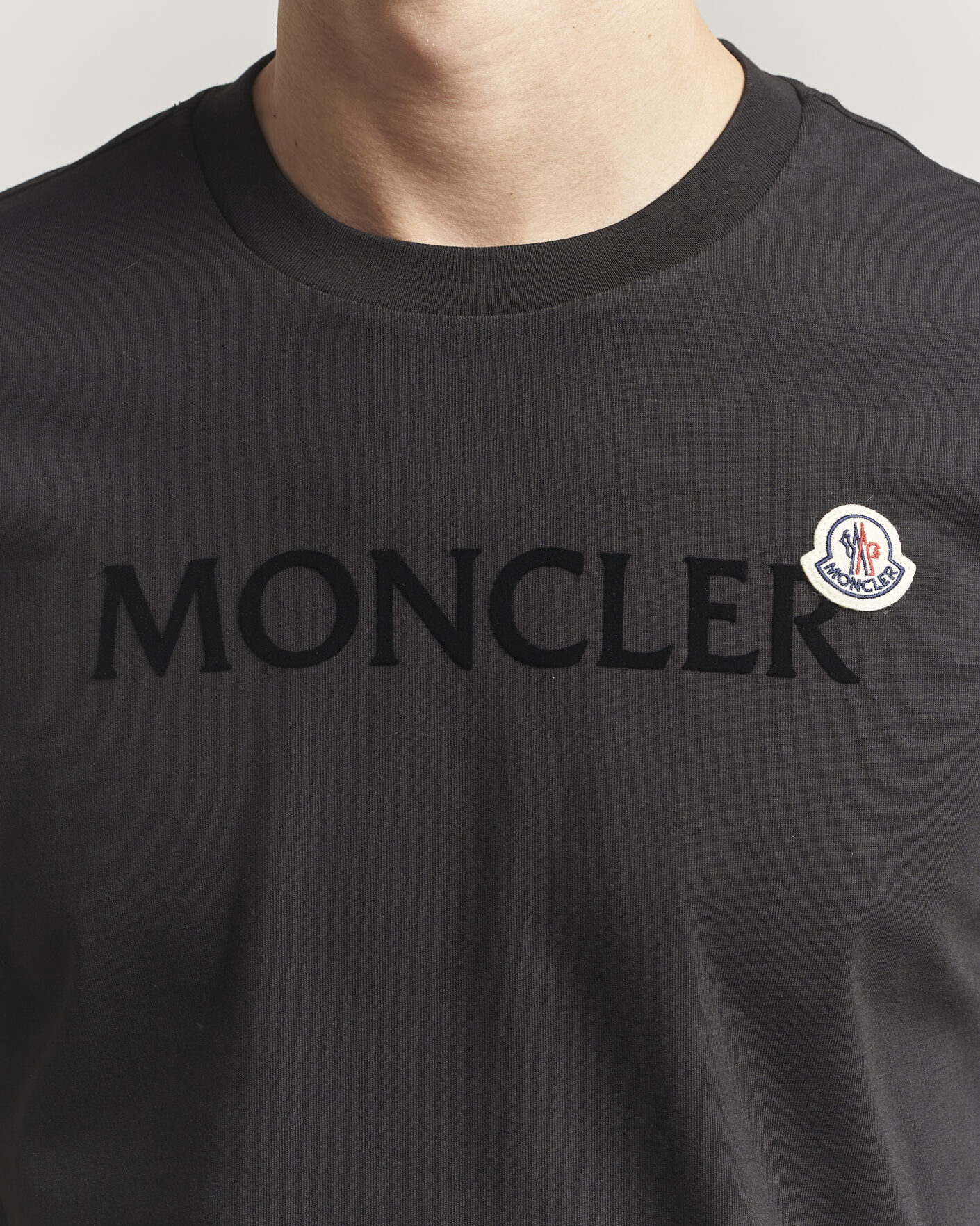 Herre | T-Shirts | Moncler | Lettering Logo Long Sleeve T-Shirt Black