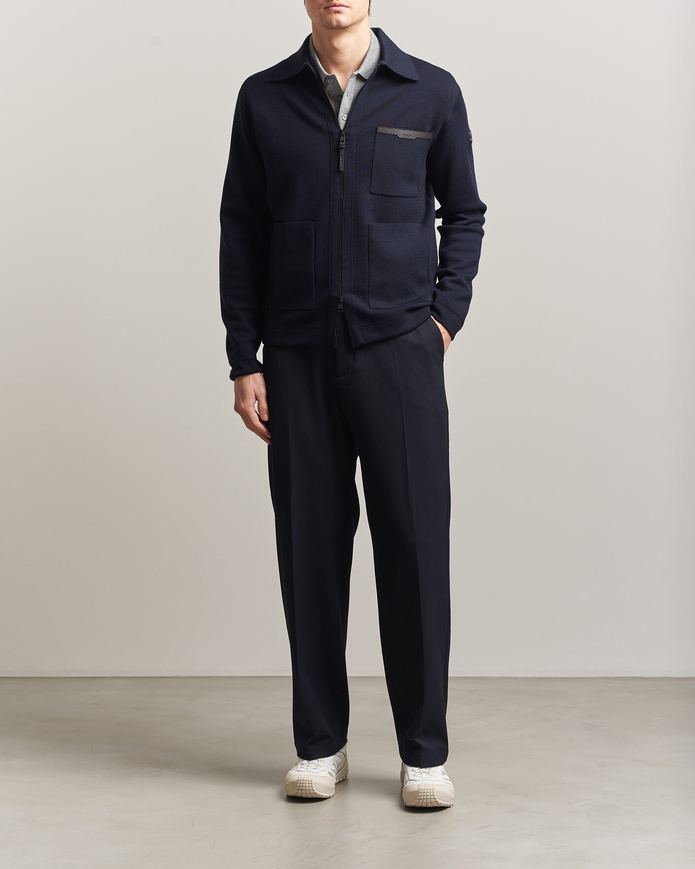 Herre | Trøjer | Moncler | Zip Wool Cardigan Navy